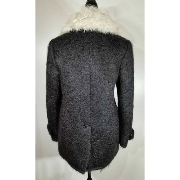 Alexander Wang Womens Black Lamb Shearling Fur Wool Blend Coat, Womens Size 4 - Picture 6 of 11